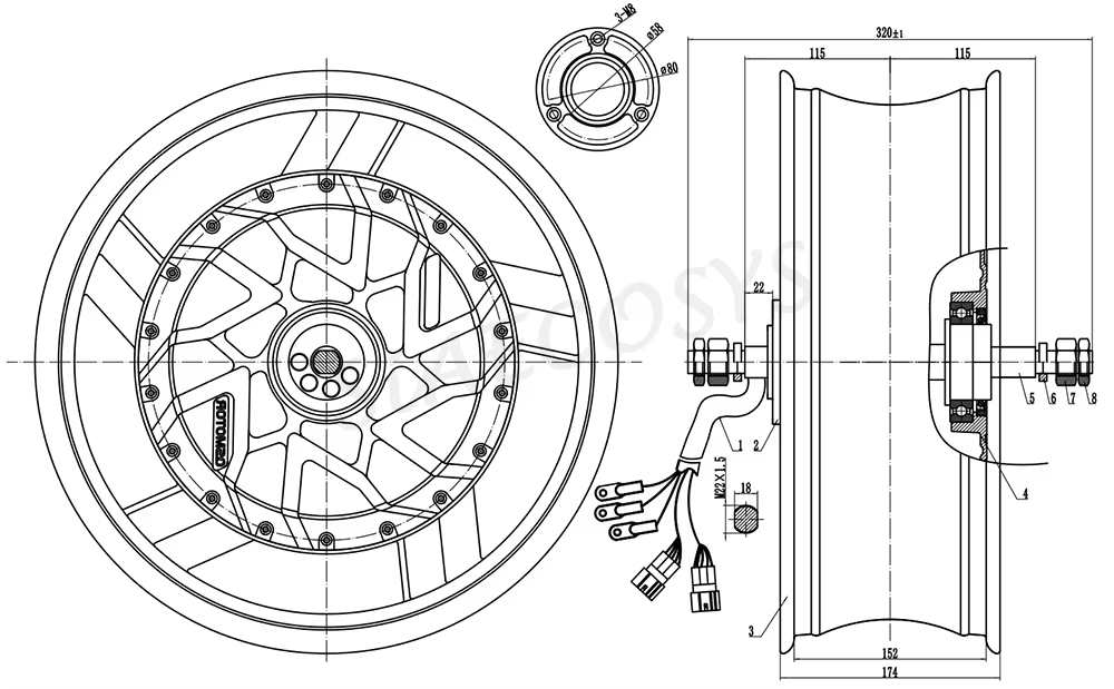 12000W Electric Motorcycle Hub Motor - QSMotor 17インチ×6.0インチ 70H 12000W V4 96V