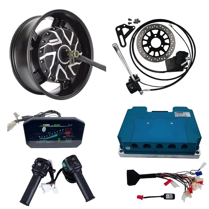 12000W Electric Motorcycle Hub Motor - 電動バイクハブモーターキット 6.0x17インチ 定格12000W ファードライバーコントローラーND961200付き カスタムバイク改造用
