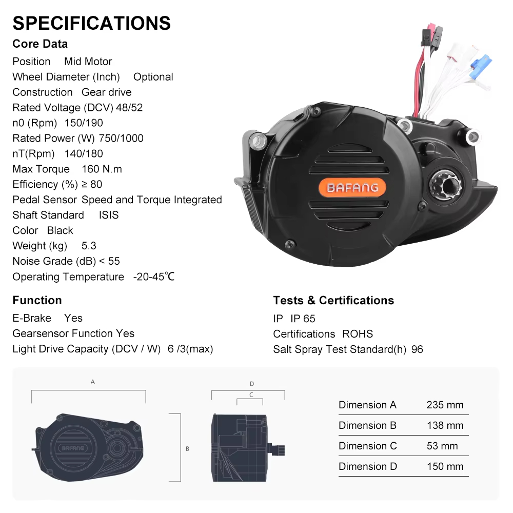Eバイク用 Bafang M620 G510 48/52V  - Mid Drive Conversion Kit 1000W のレビューと価格